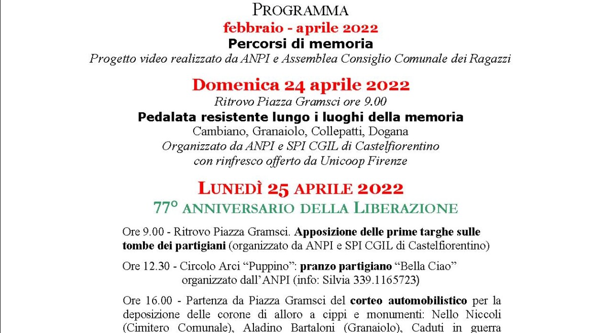 25 aprile sui luoghi della memoria