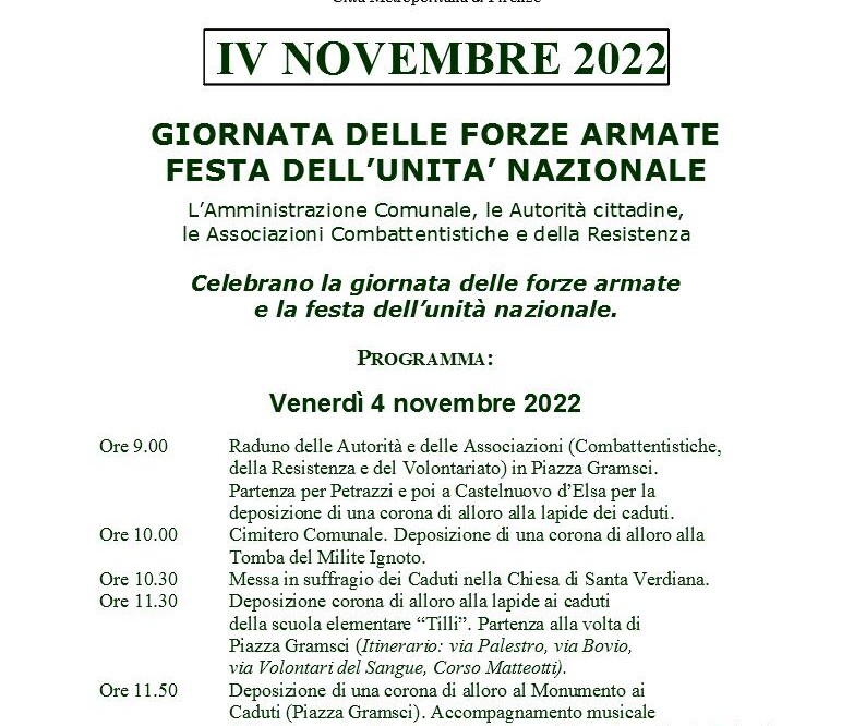 Il 4 novembre si rinnova l’omaggio al “Milite Ignoto”