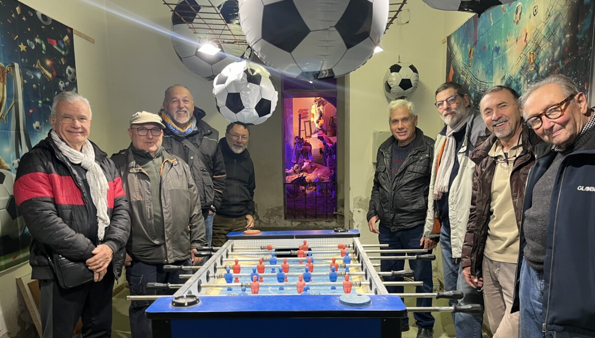 The Nativity scene that lights up… while playing table football!